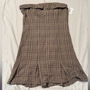 American Eagle Outfitters Strapless Plaid Dress - Tan and Black